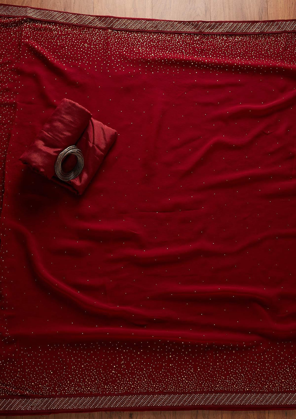 Maroon Swarovski Georgette Unstitched Salwar Suit