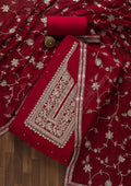 Maroon Swarovski Semi Crepe Unstitched Salwar Suit