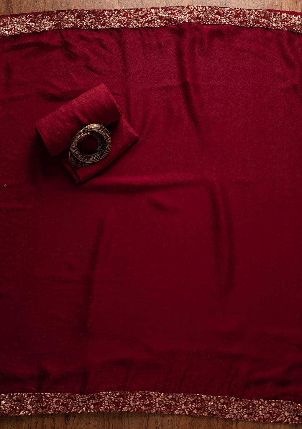 Maroon Swarovski Satin Unstitched Salwar Suit