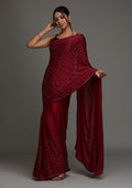 Maroon Swarovski Shimmer Designer Saree