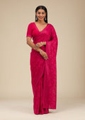 Maroon Threadwork Georgette Saree