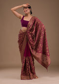 Maroon Zariwork Georgette Saree