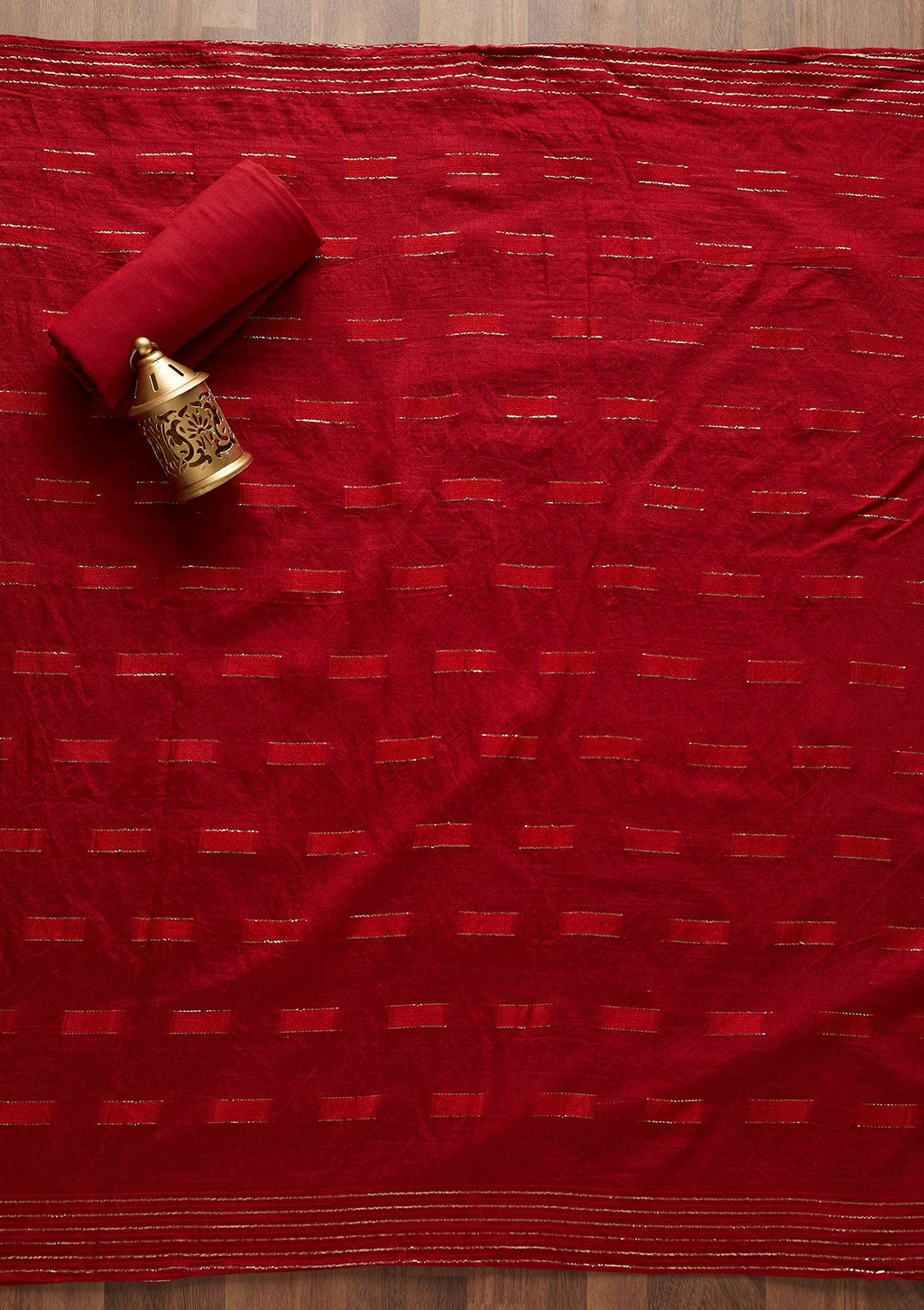 Red Zariwork Semi Crepe Semi-Stitched Salwar Suit