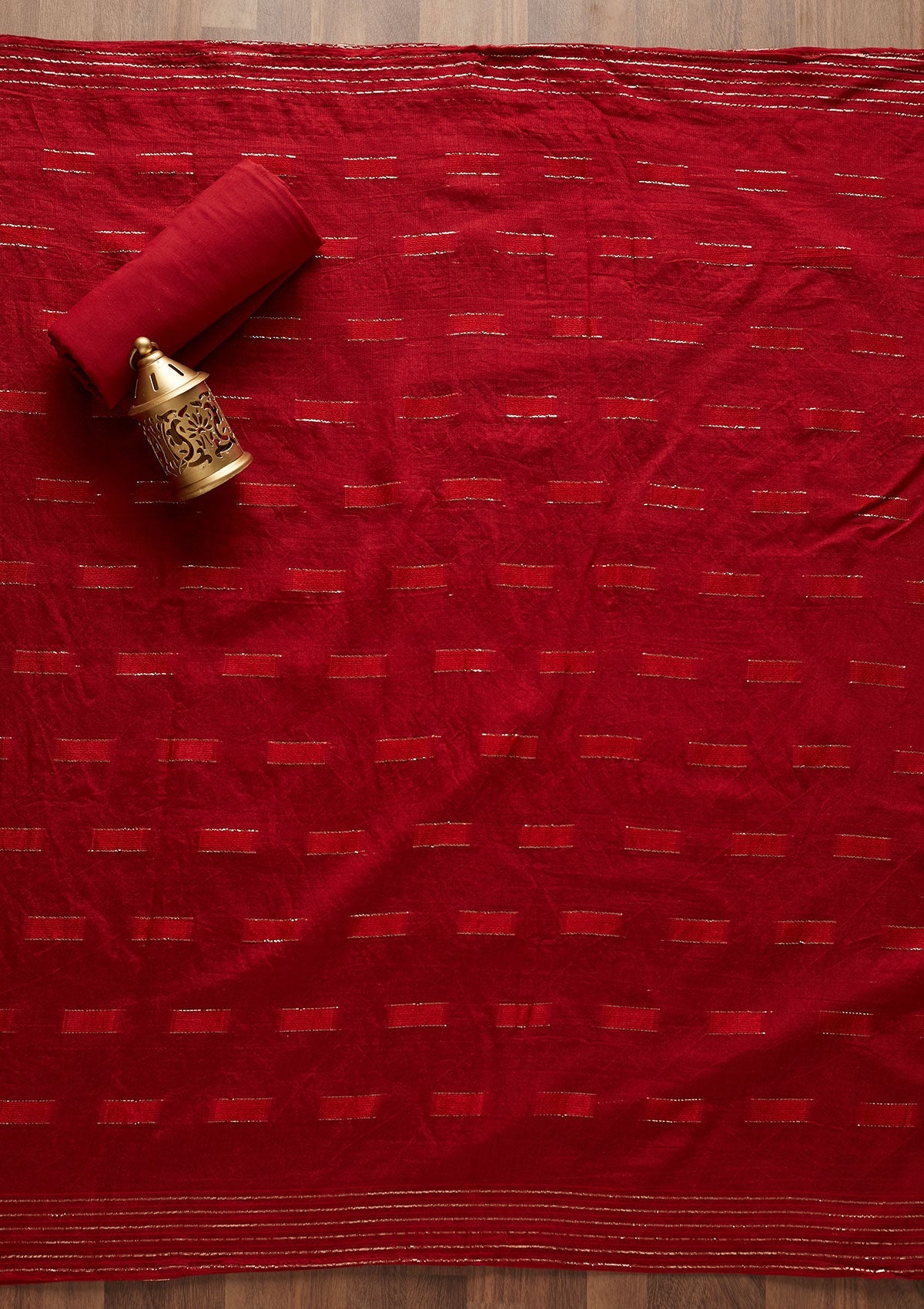 Red Zariwork Semi Crepe Semi-Stitched Salwar Suit