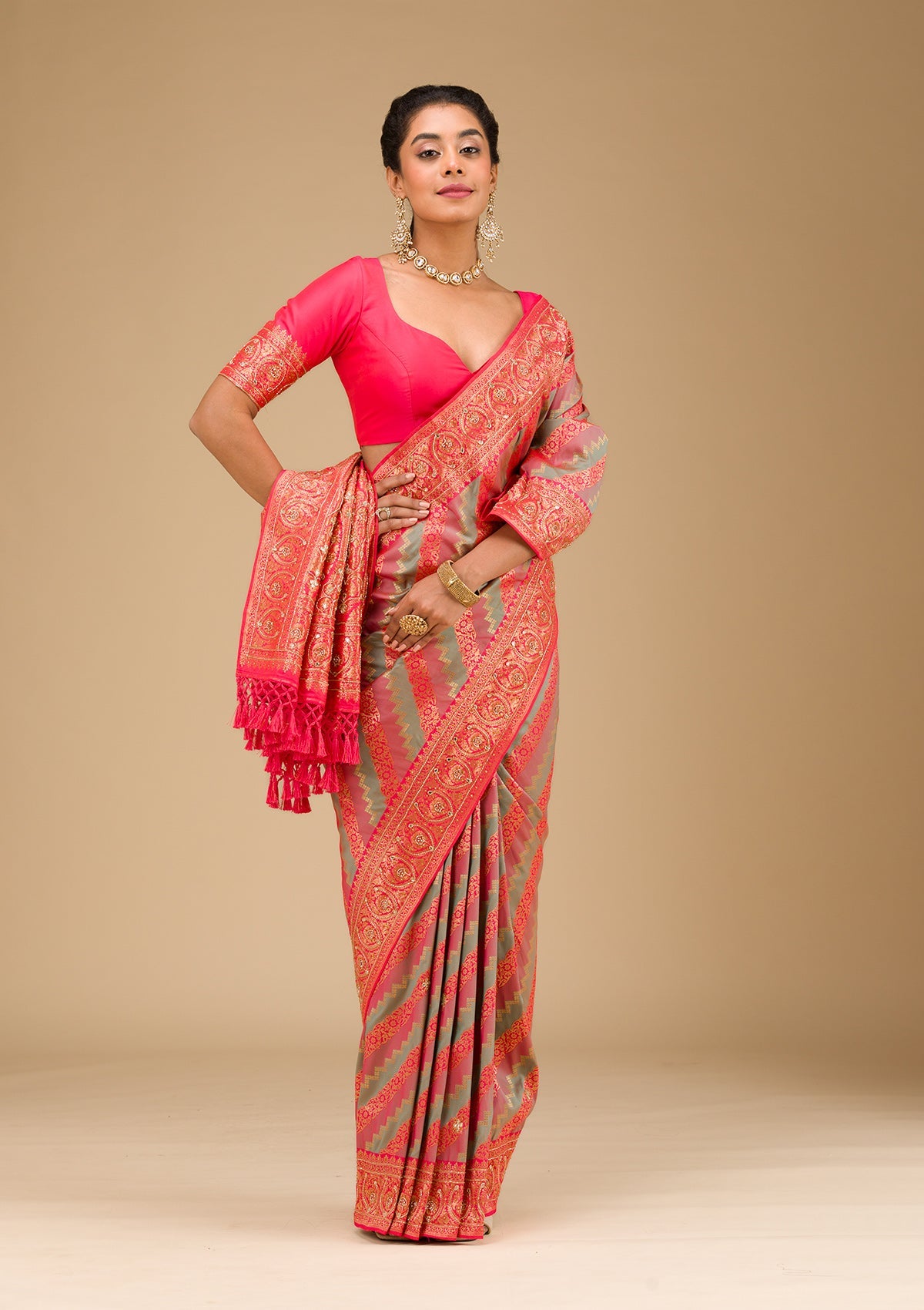 Mauve Cutdana Art Silk Saree