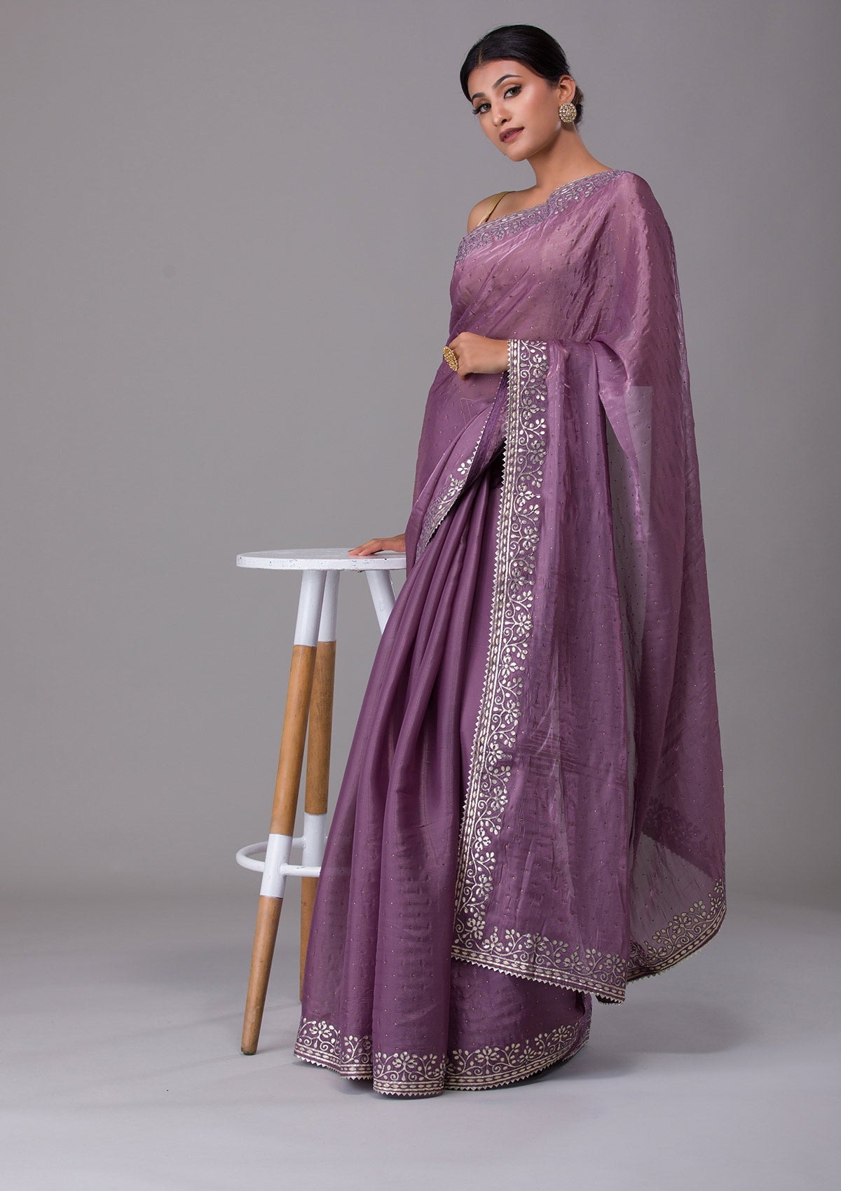 Mauve Gotapatti Georgette Designer Saree