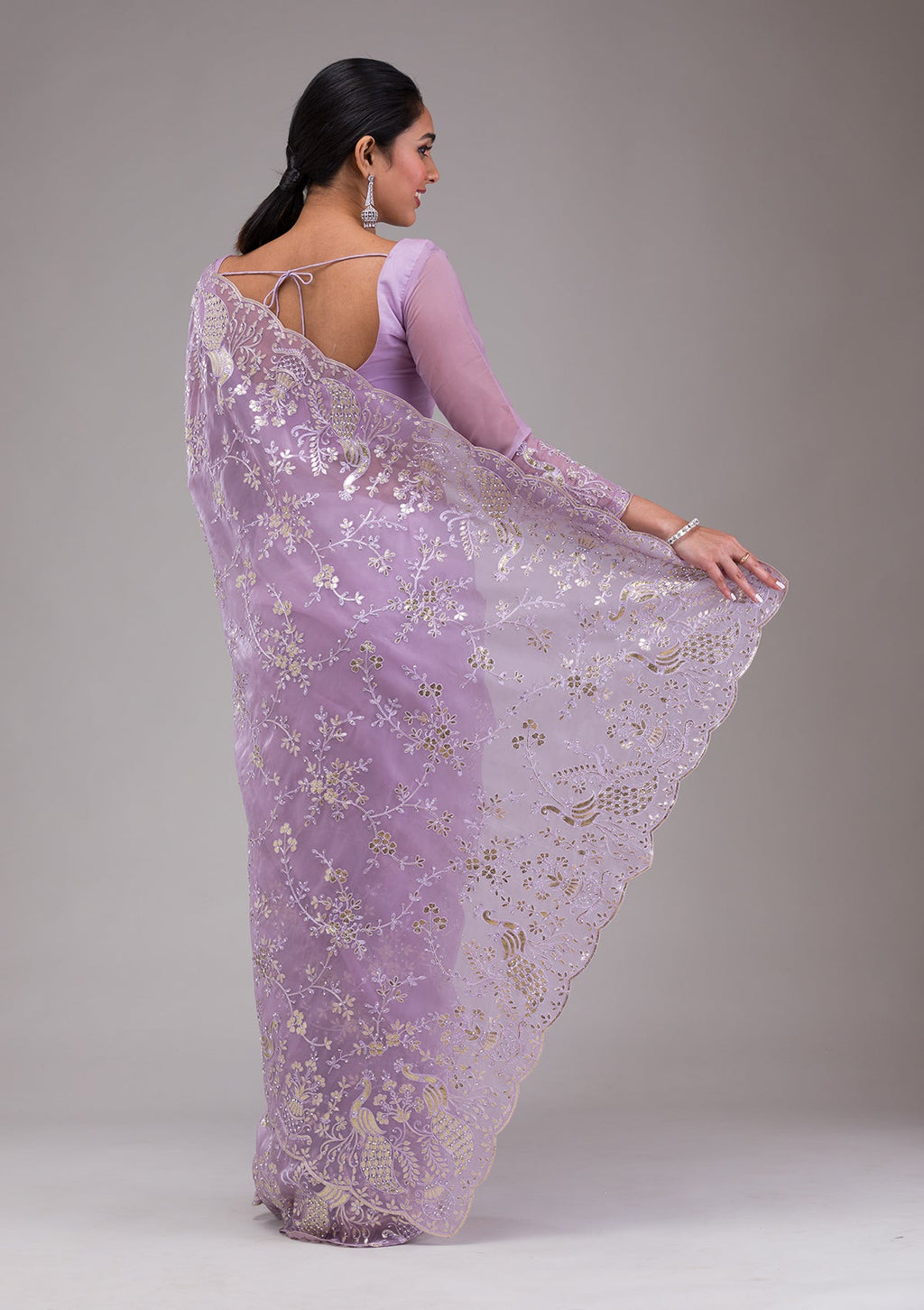 Mauve Badla Tissue Saree