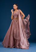 Mauve Stonework Tissue Readymade Lehenga