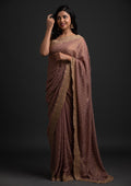 Mauve Zariwork Georgette Designer Saree