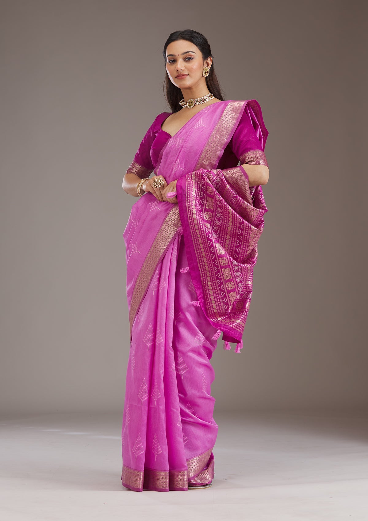 Mauve Zariwork Tissue Saree