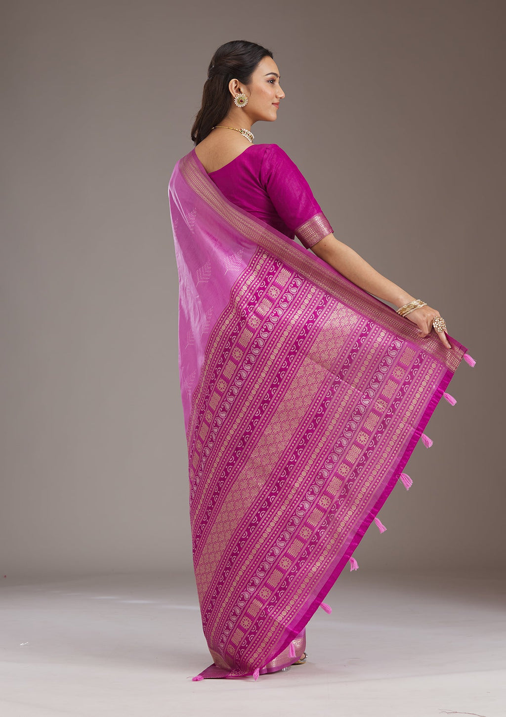 Mauve Zariwork Tissue Saree