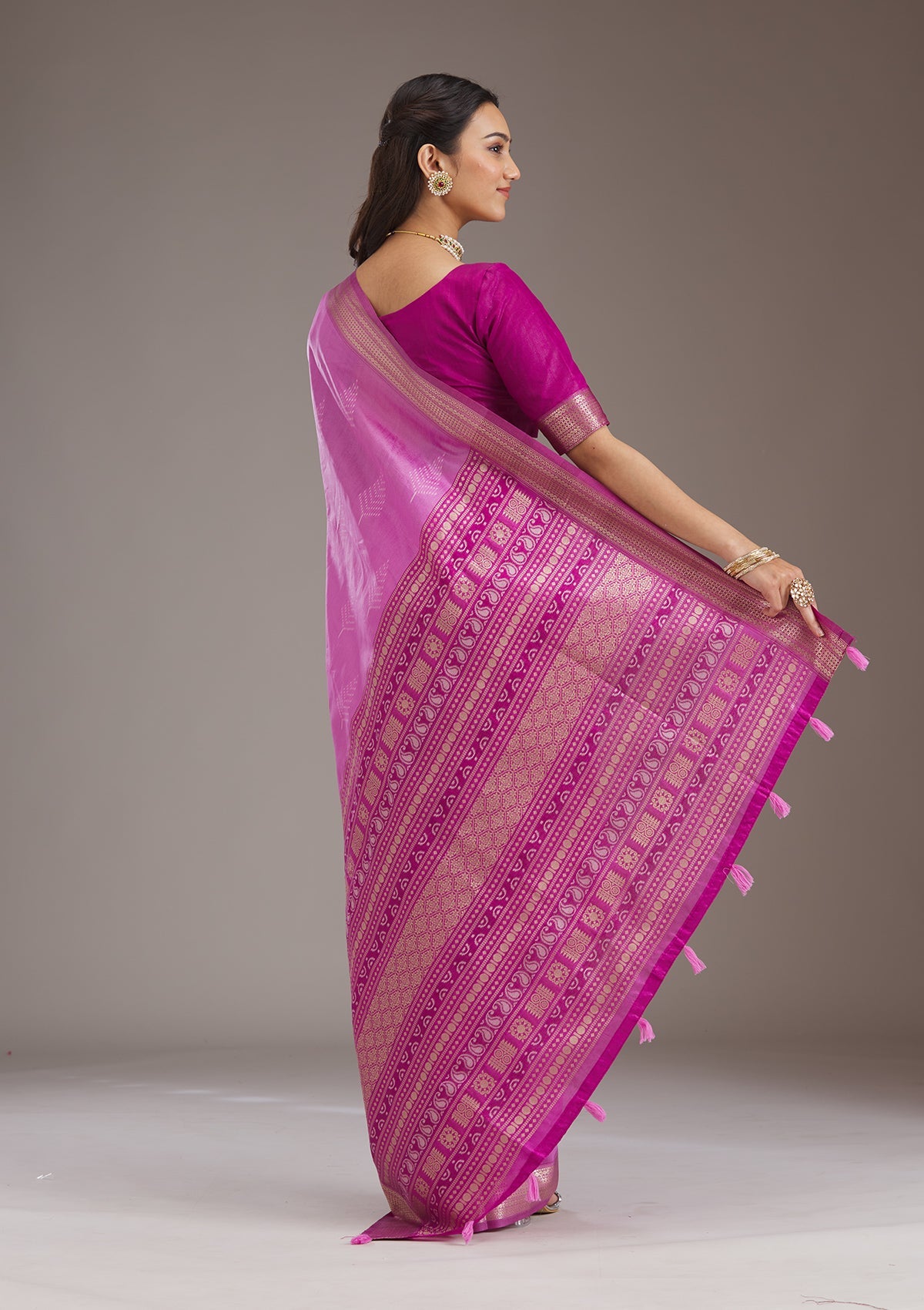 Mauve Zariwork Tissue Saree