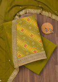 Mehendi Printed Tissue Unstitched Salwar Suit