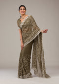 Mehendi Sequins Tissue Saree