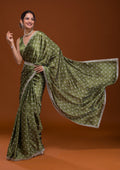 Mehendi Bandhani Satin Designer Saree