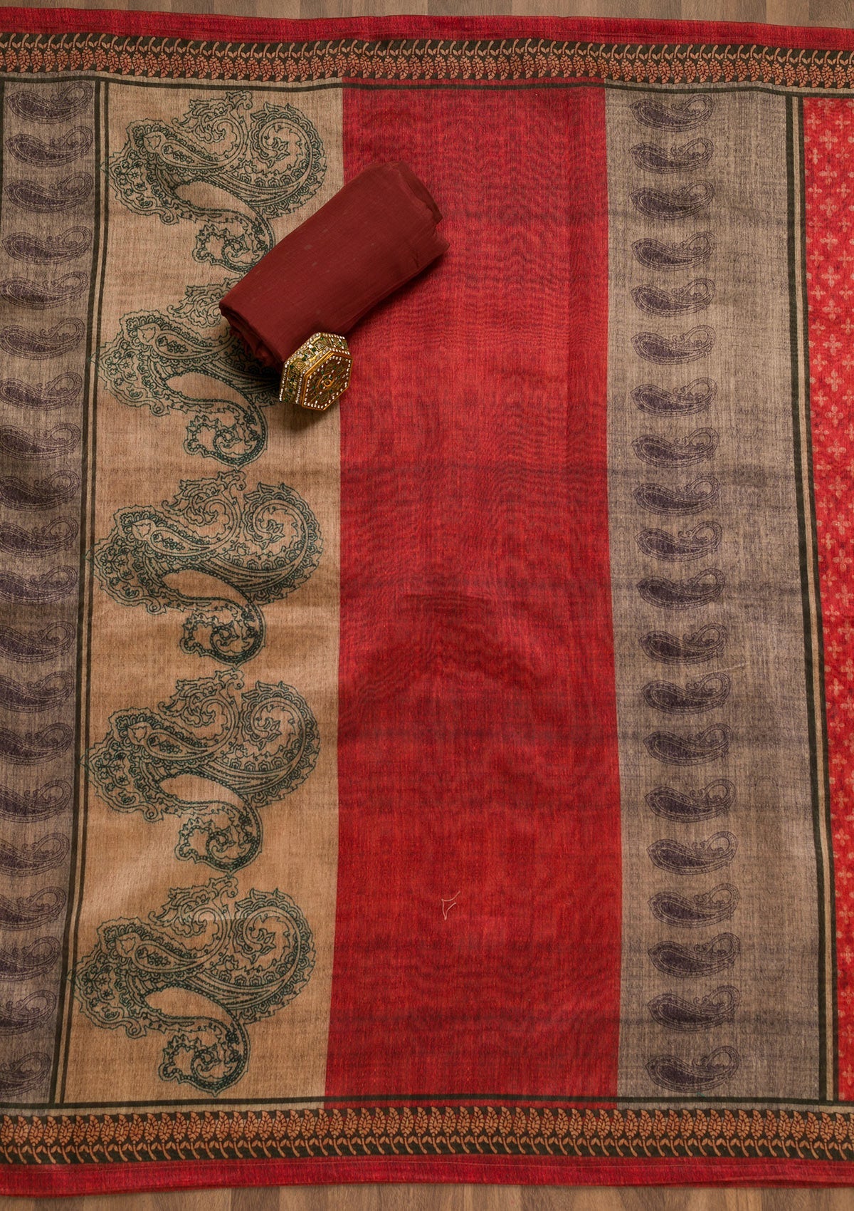 Mehendi Threadwork Chanderi Unstitched Salwar Suit