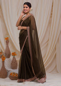 Mehendi Zardosi Semi Crepe Saree