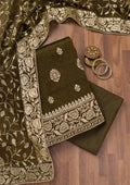 Mehendi Zariwork Semi Crepe Unstitched Salwar Suit