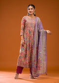 Multi Printed Semi Crepe Readymade Salwar Suit