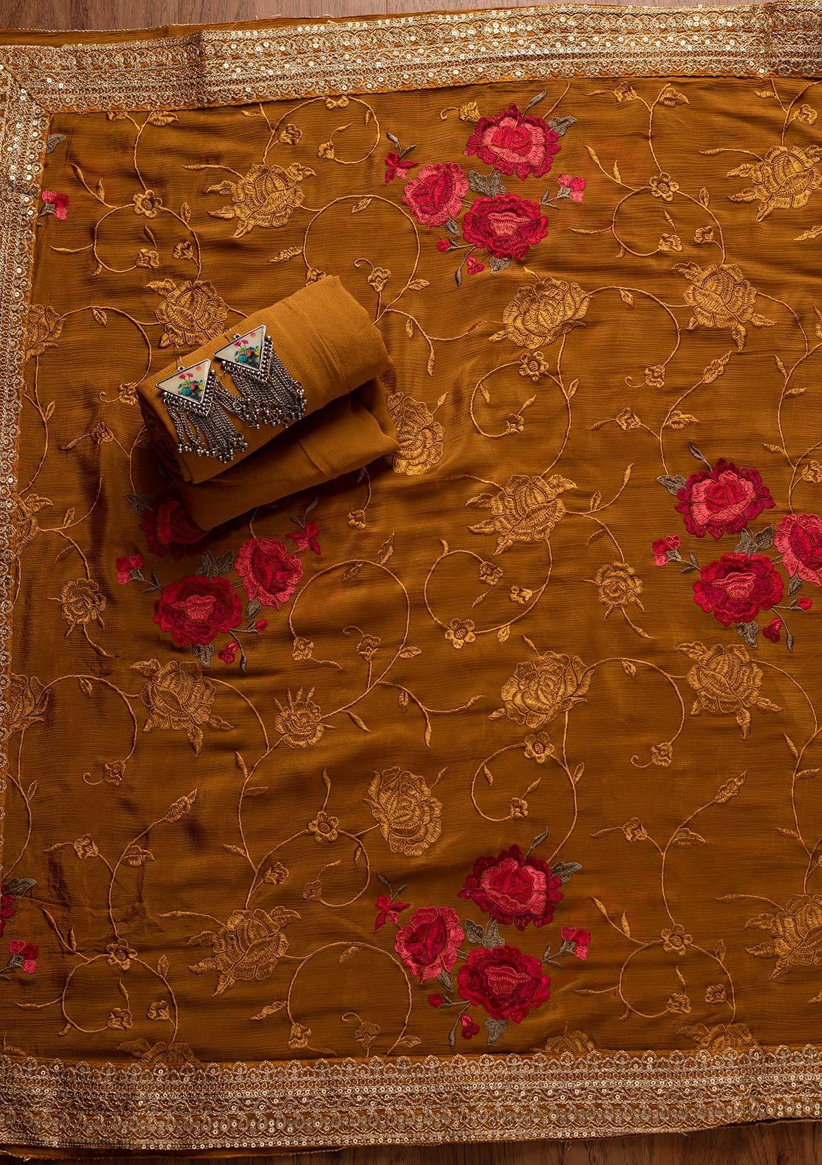Mustard Cutdana Semi Crepe Semi-Stitched Salwar Suit