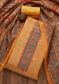 Mustard Sequins Chanderi Unstitched Salwar Suit