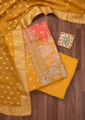 Mustard Sequins Georgette Unstitched Salwar Suit