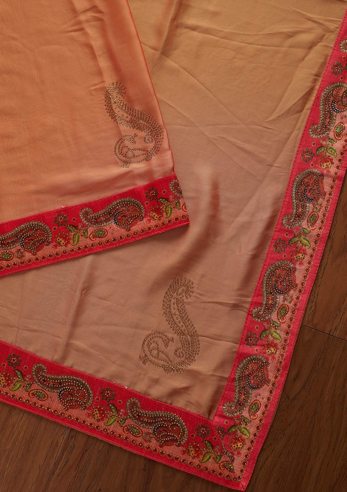 Mustard Swarovski Semi Crepe Designer Saree