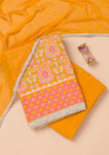 Mustard Threadwork Georgette Unstitched Salwar Suit