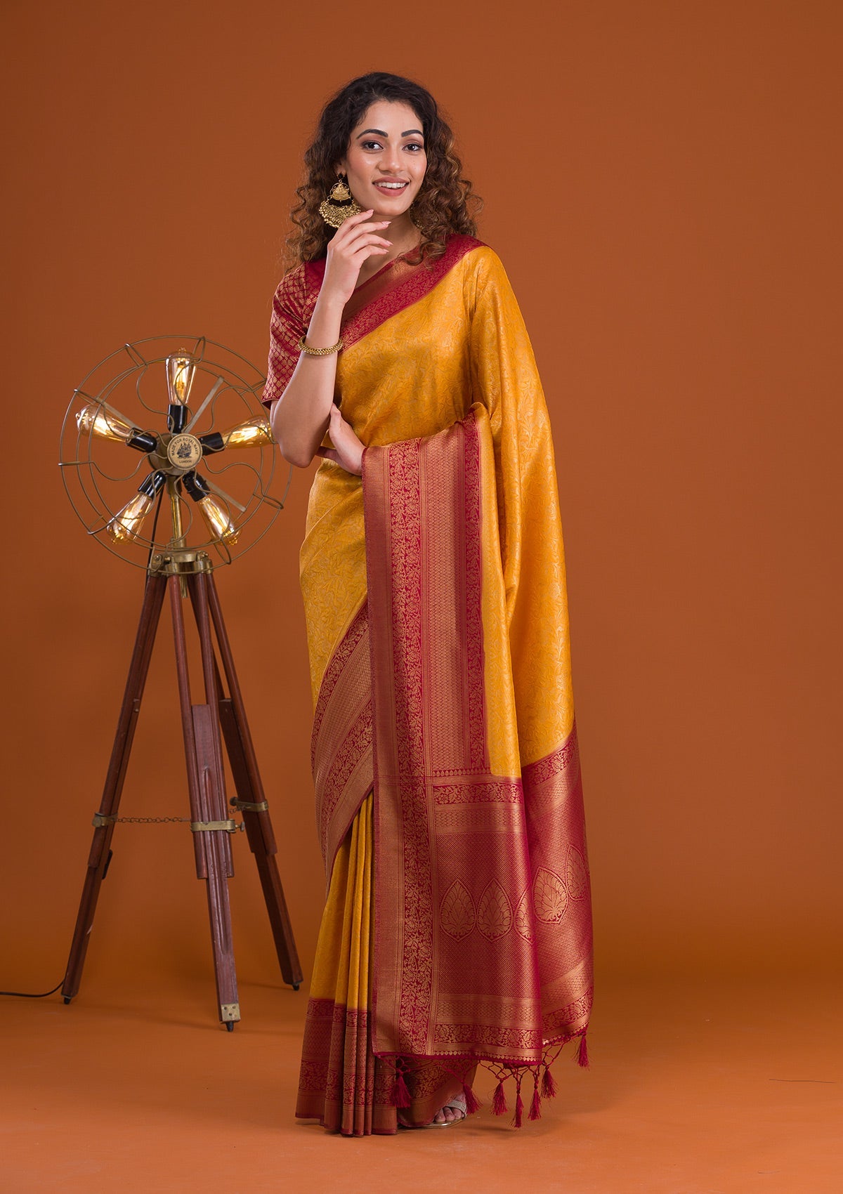 Mustard Zariwork Banarasi Saree