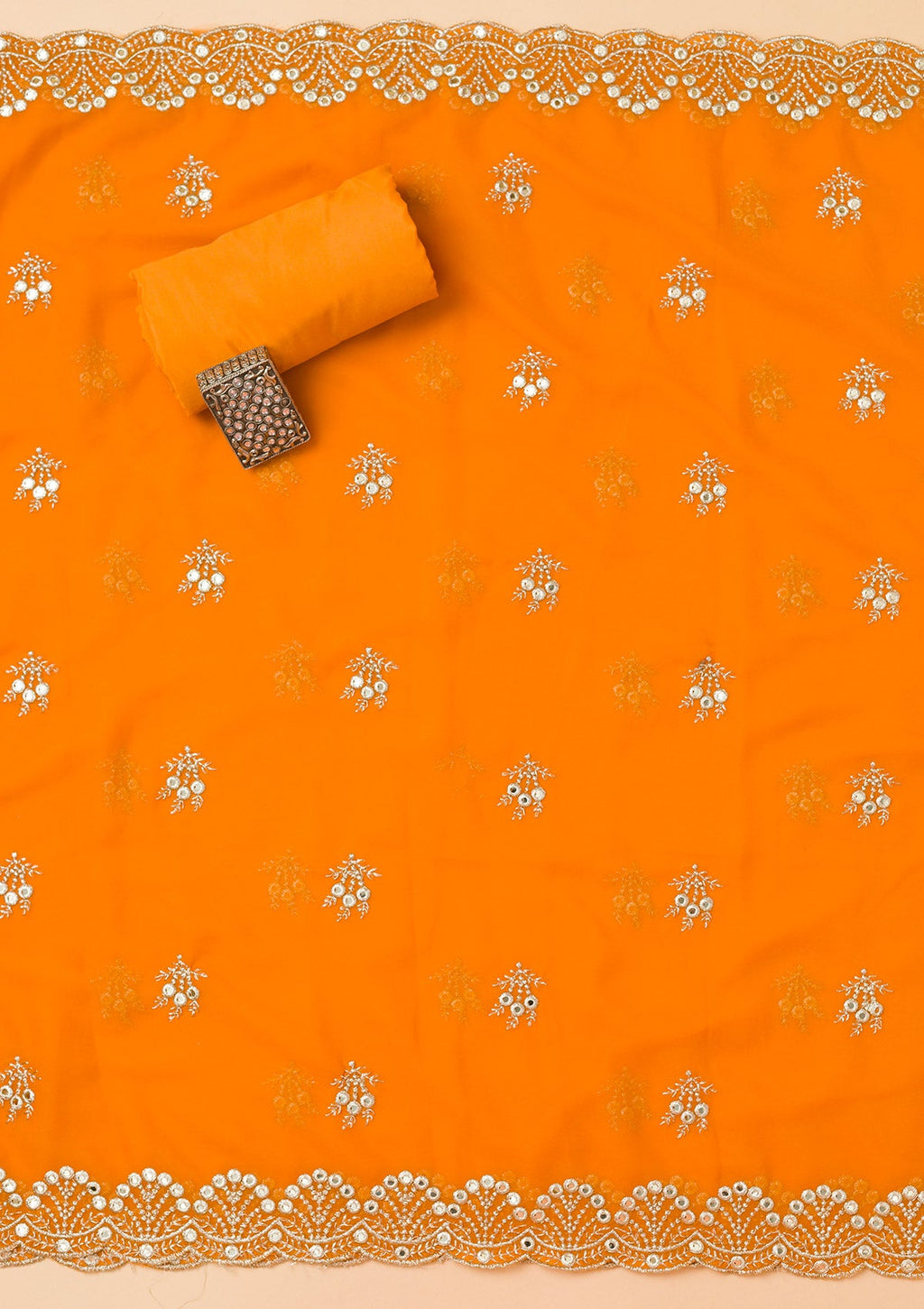 Mustard Zariwork Georgette Unstitched Salwar Suit