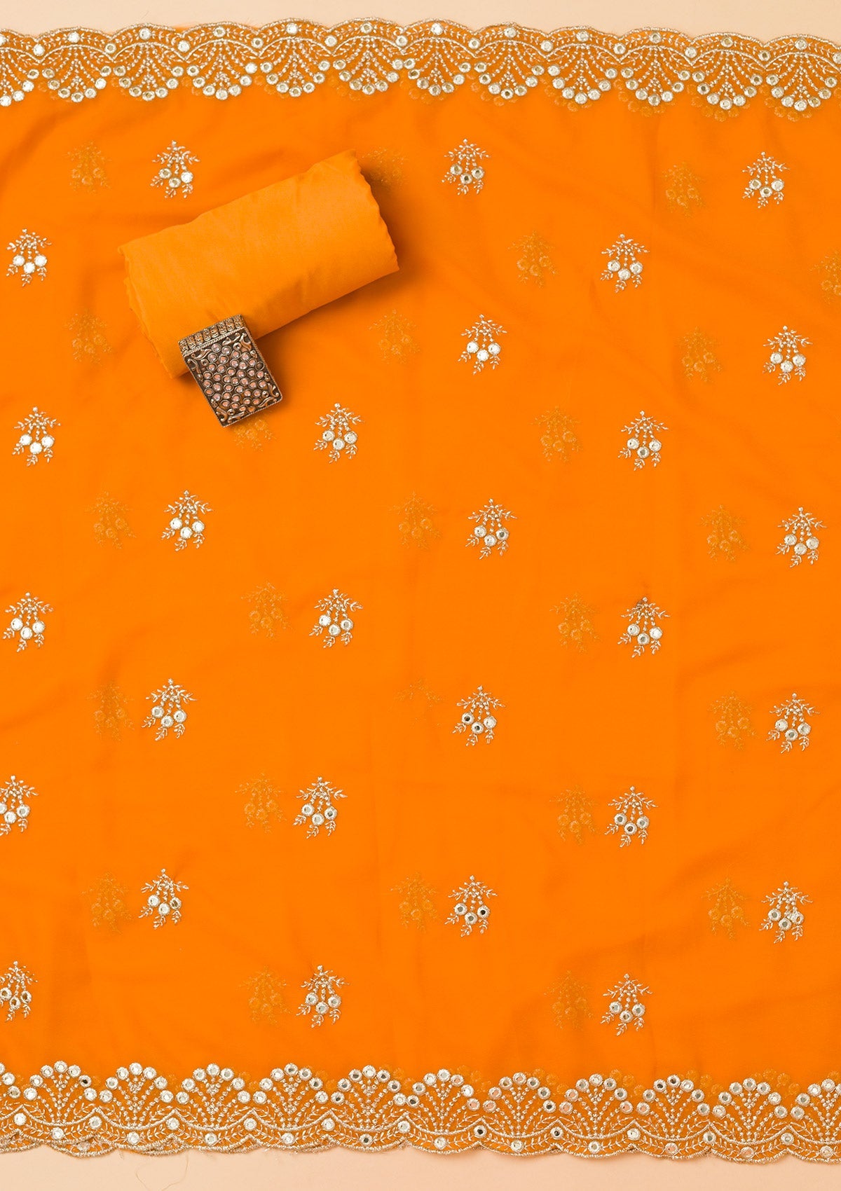 Mustard Zariwork Georgette Unstitched Salwar Suit