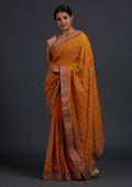 Mustard Zariwork Georgette Designer Saree