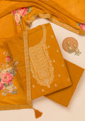 Mustard Zariwork Semi Crepe Unstitched Salwar Suit