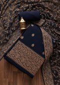 Navy Blue Threadwork Georgette Unstitched Salwar Suit