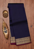 Navy Blue Zariwork Pure Silk Unstitched Saree