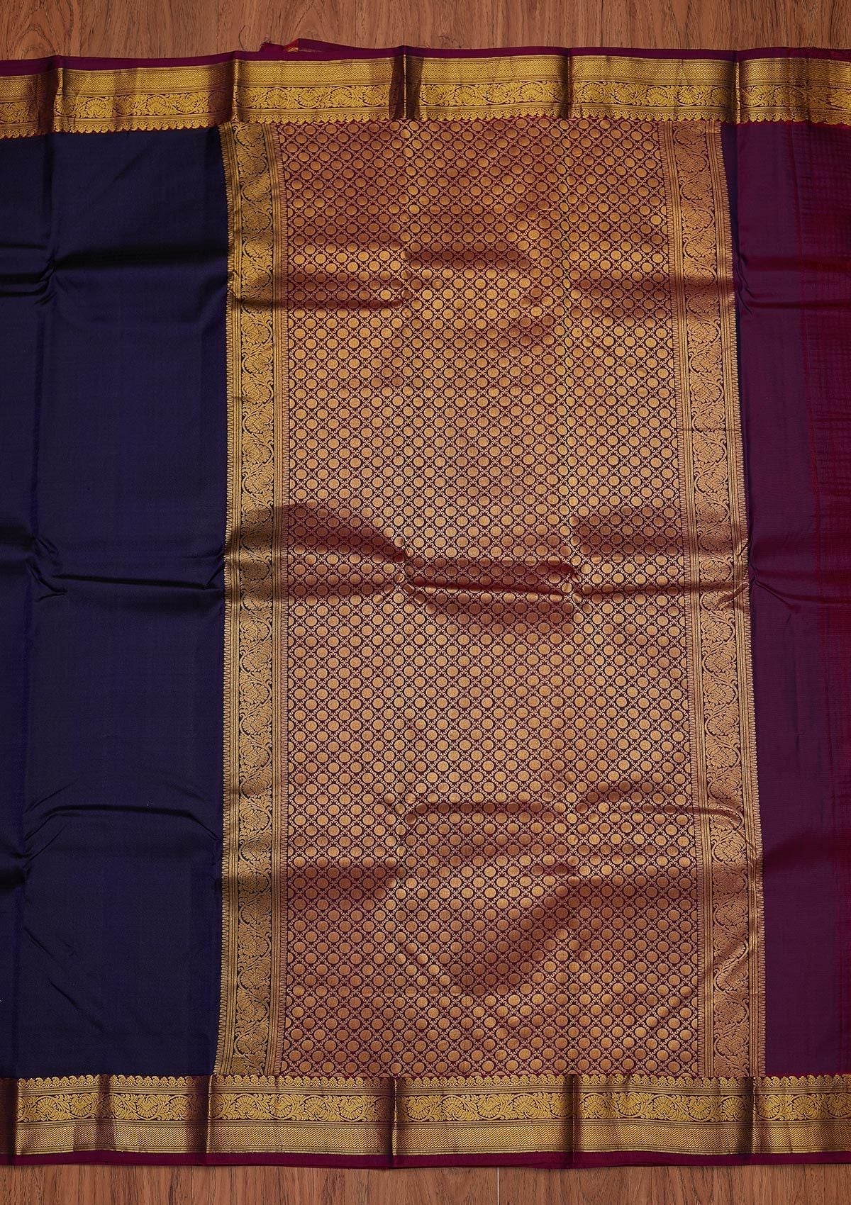 Navy Blue Zariwork Pure Silk Unstitched Saree