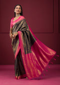 Navy Blue Zariwork Soft Silk Saree