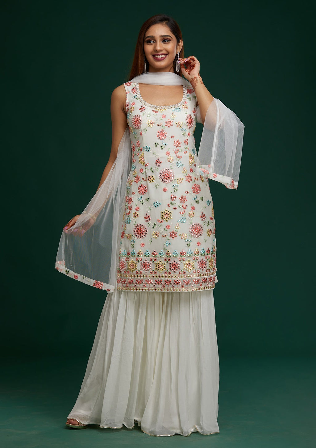 Off White Gotapatti Georgette Designer Salwar Suit