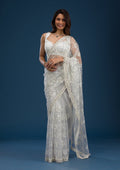 Off White Sequins Net Saree