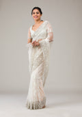 Off White Stonework Net Saree