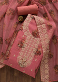 Onion Pink Print Tissue Unstitched Salwar Suit
