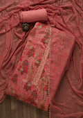 Onion Pink Printed Semi Crepe Unstitched Salwar Suit