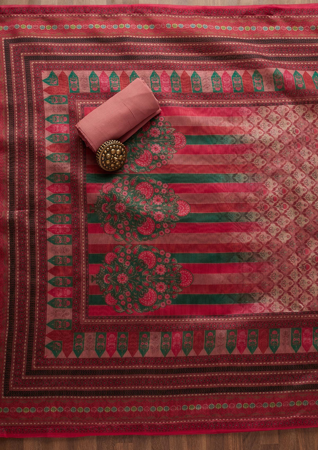 Onion Pink Sequins Chanderi Unstitched Salwar Suit