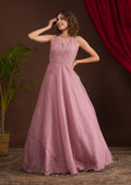 Onion Pink Stonework Tissue Designer Gown
