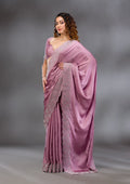 Onion Pink Swarovski Satin Saree