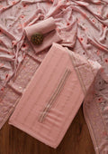 Onion Pink Threadwork Georgette Unstitched Salwar Suit