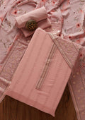 Onion Pink Threadwork Georgette Unstitched Salwar Suit