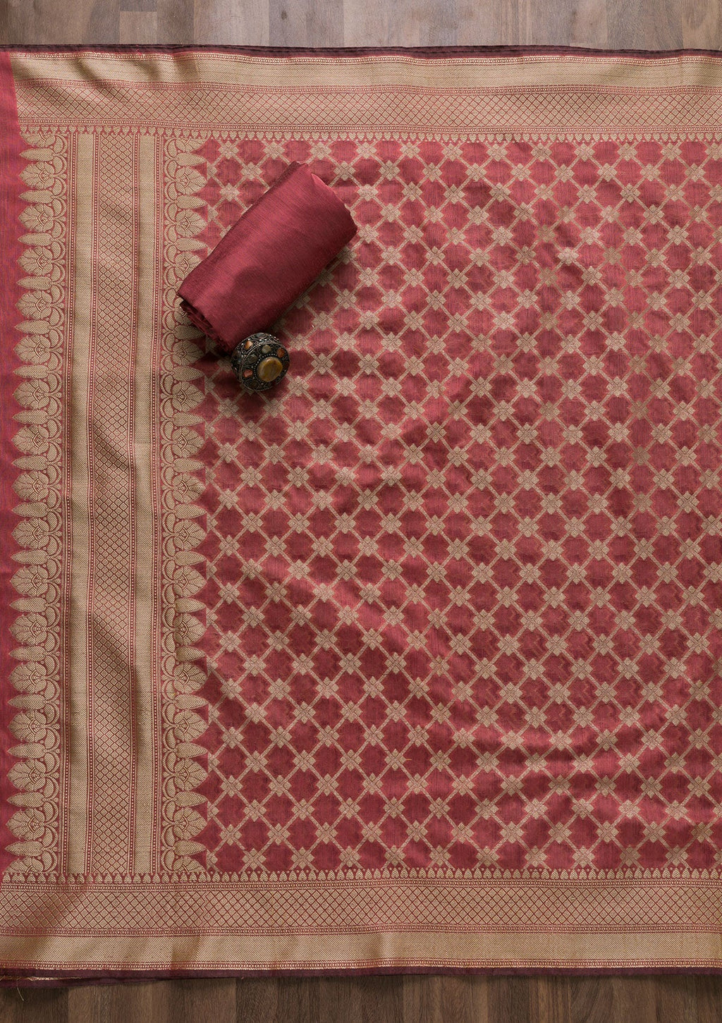 Onion Pink Zariwork Banarasi Unstitched Salwar Suit