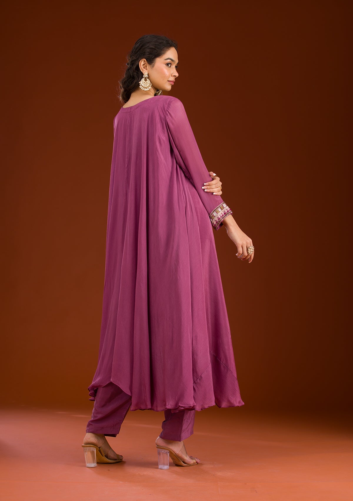 Onion Pink Cutdana Georgette Readymade Salwar Suit