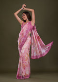 Onion Pink Printed Semi Crepe Saree
